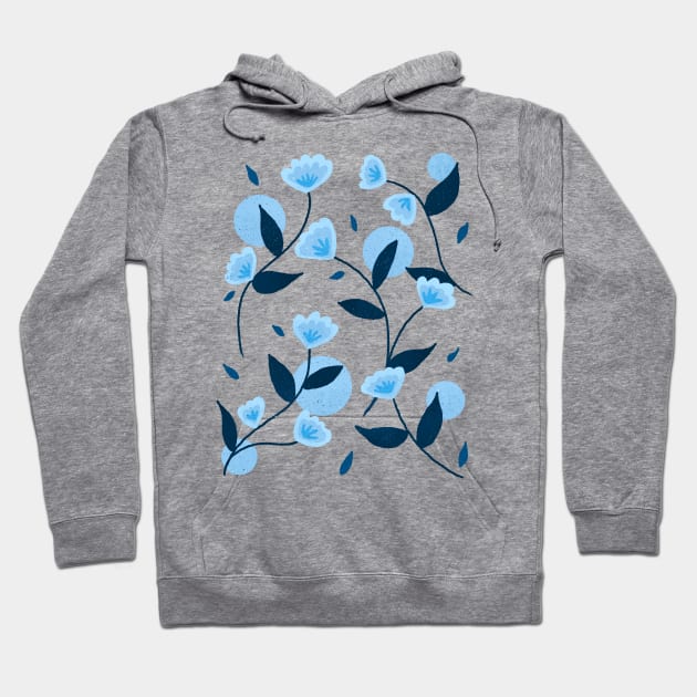 Blue retro floral pattern Hoodie by Home Cyn Home 